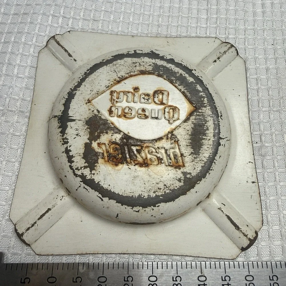 Vintage 1960's Dairy‎ Queen DQ Brazier advertising Metal Ashtray Rusty